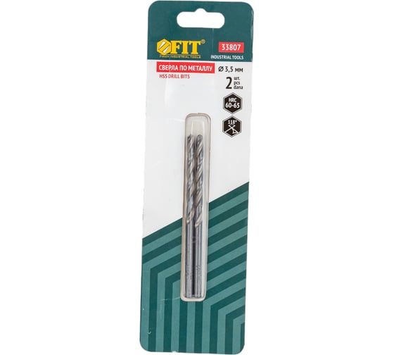 Изображение товара Сверло по металлу HSS полированное в блистере (2 шт; 3.5 мм) FIT IT 33807
