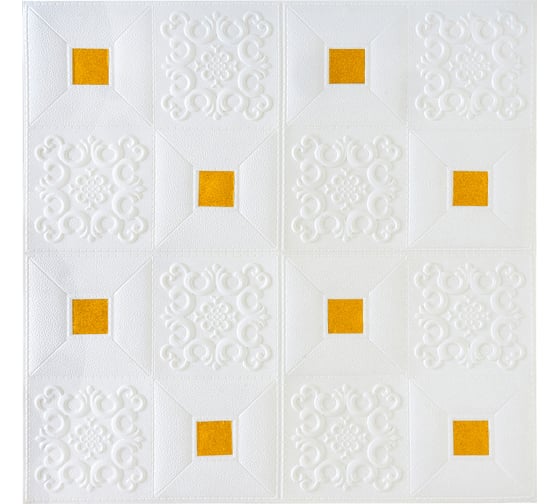 Изображение товара Мягкая самоклеящаяся 3D панель LAKO МЕГА комплект 10 шт., Барокко Белый с золотом, 70x70 см LKD-77-05-504-KO-MEGA10