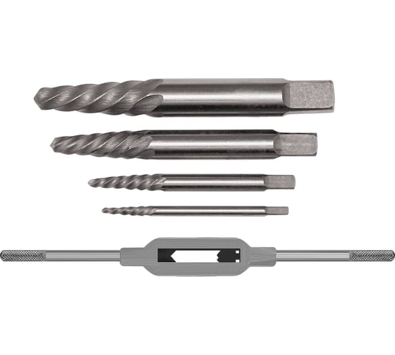 Изображение товара Набор экстракторов из быстрорежущей HSS стали с метчикодержателем, 5 шт. FIT IT Профи 36449