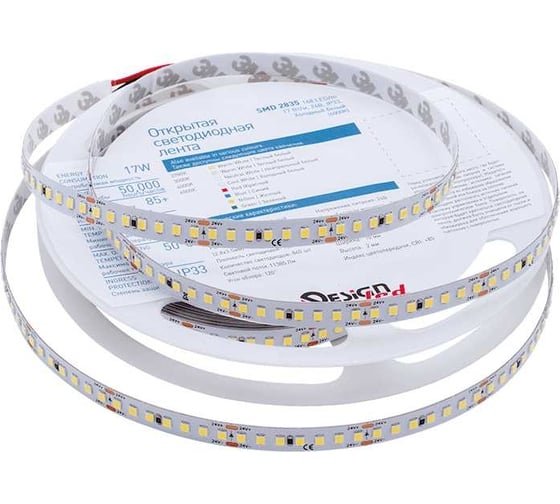 Изображение товара Светодиодная лента DesignLed DSG 2835 W 168L-V24-IP33, 6000 K, 840 LED, 17W/m, 5000*10*2 mm DSG2168-24-W-33