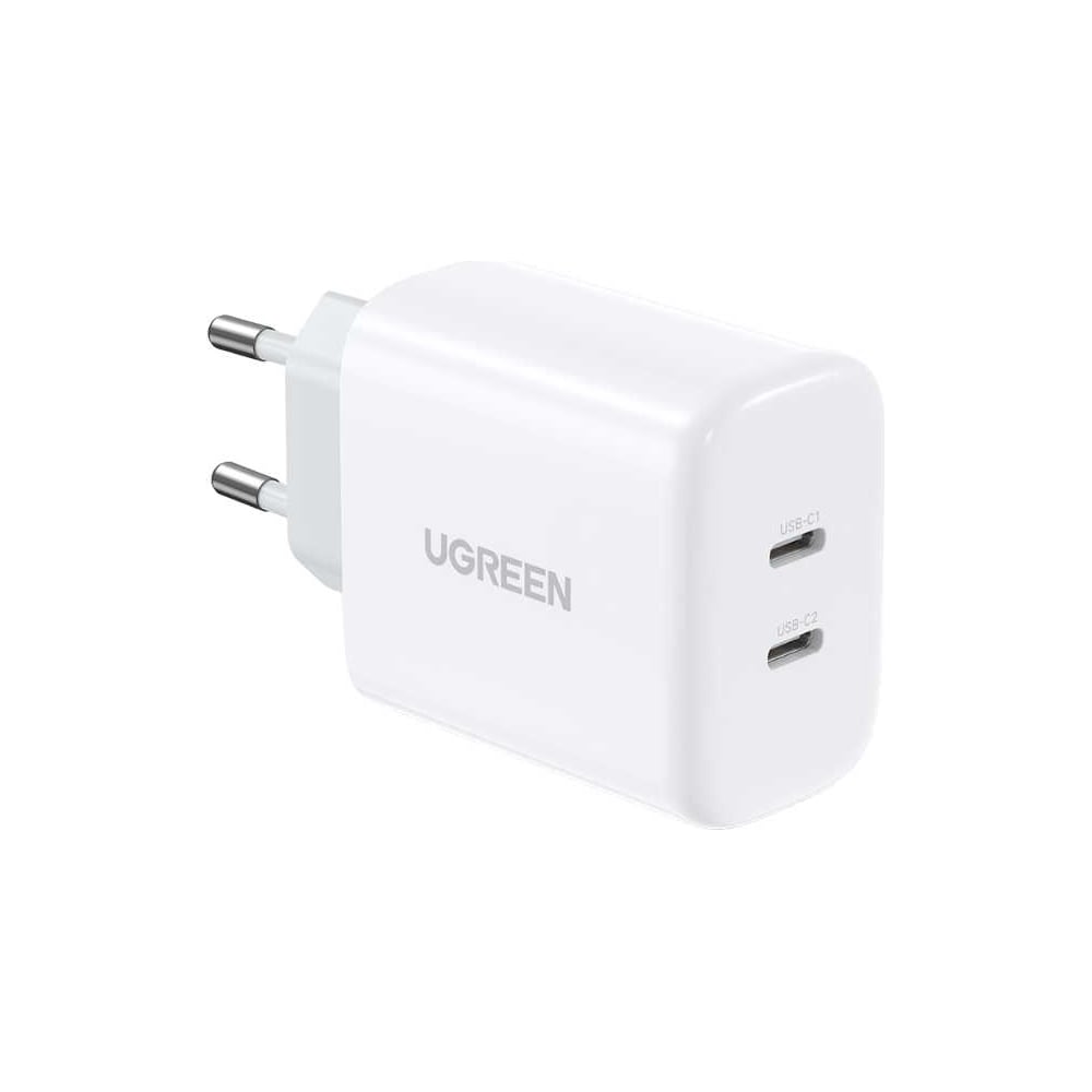Изображение товара Быстрый сетевой адаптер Ugreen CD243 с двумя портами Type-C 40W Изображение товара Быстрый сетевой адаптер Ugreen CD243 с двумя портами Type-C 40W