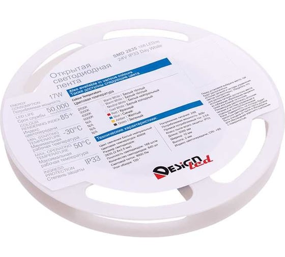 Изображение товара Светодиодная лента DesignLed DSG 2835 DW 168L-V24-IP33, 4000 K, 840 LED, 17W/m, 5000*10*2 mm DSG2168-24-NW-33