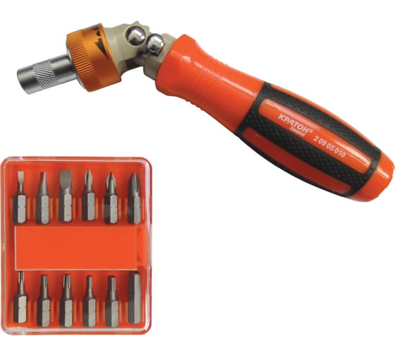 Изображение товара Отвертка-держатель бит (реверсивно-рычажная) Кратон Complect 12 в 1 2 09 05 010