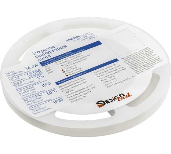 Изображение товара Светодиодная лента DesignLed DSG 2835 WW 120L-V24-IP33, 2700 K, 600 LED, 14,4W/m, LUX DSG2120-24-WW-33