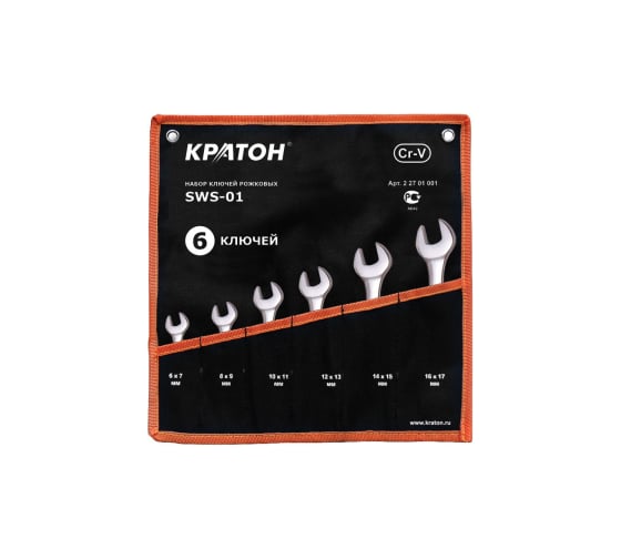 Изображение товара Набор рожковых ключей, 6 предметов Кратон SWS-01 2 27 01 001