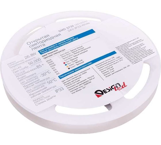 Изображение товара Светодиодная лента DesignLed DSG 5730 W 120L-V24-IP33, 6000 K, 600 LED, 26,8W/m, 5000*15*2 mm DSG7120-24-W-33