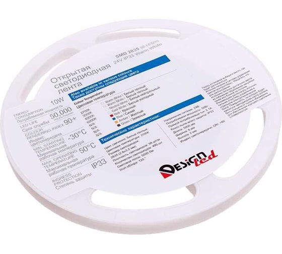 Изображение товара Светодиодная лента DesignLed DSG 2835 WW 98L-V24-IP33, 2700 K, 490 LED, 10W/m, LUX DSG298-24-WW-33