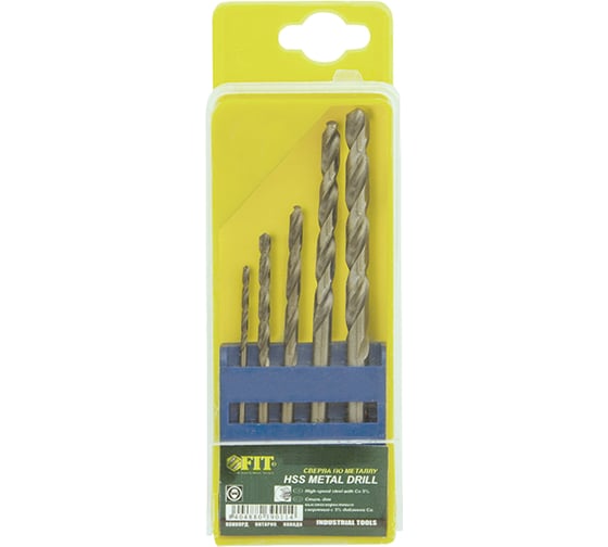 Изображение товара Набор сверл по металлу полированных HSS (5 шт; 4-5-6-8-10 мм) FIT IT 33796