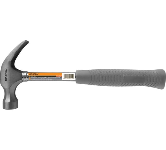 Изображение товара Молоток-гвоздодер (металлическая обрезиненная ручка) 0,45 кг Кратон 2 15 01 009