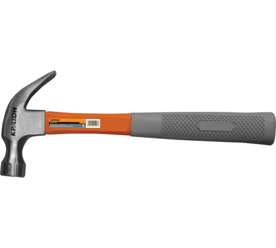 Изображение товара Молоток-гвоздодер (фибергласовая обрезиненная ручка) 0,45 кг Кратон 2 15 01 013