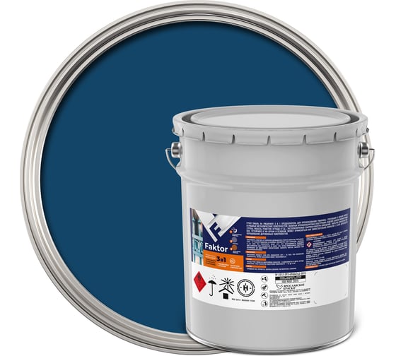 Изображение товара Грунт-эмаль ЯРОСЛАВСКИЕ КРАСКИ FAKTOR на ржавчину 3 в 1, синяя, барабан 20 кг 215159