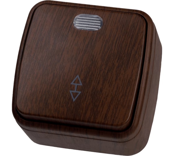 Изображение товара 1-клавишный переключатель на 2 направления TDM ELECTRIC открытой установки с подсветкой IP20 10А, венге "Дача" Народная SQ1824-0046