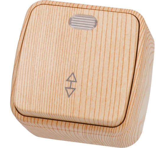 Изображение товара 1-клавишный переключатель на 2 направления TDM ELECTRIC открытой установки с подсветкой IP20 10А, сосна "Дача" Народная SQ1824-0056