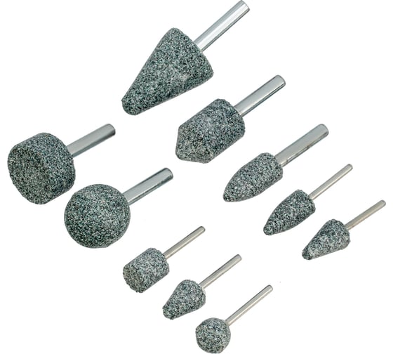 Изображение товара Набор шарошек абразивных для дрели (ПШМ), 63с, 10 шт Denzel 76028