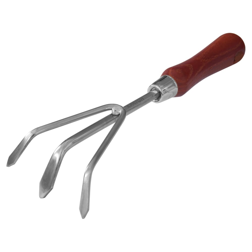 Изображение товара Ручной культиватор из нержавеющей стали с деревянной рукояткой 290 мм Кратон 5 10 05 004