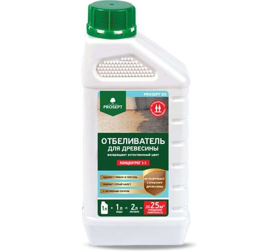 Изображение товара Отбеливатель для древесины PROSEPT 50 концентрат 1:1, 1 л 001-1