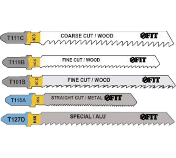 Изображение товара Набор полотен для электролобзика по дереву и металлу 5 шт. FIT 41008