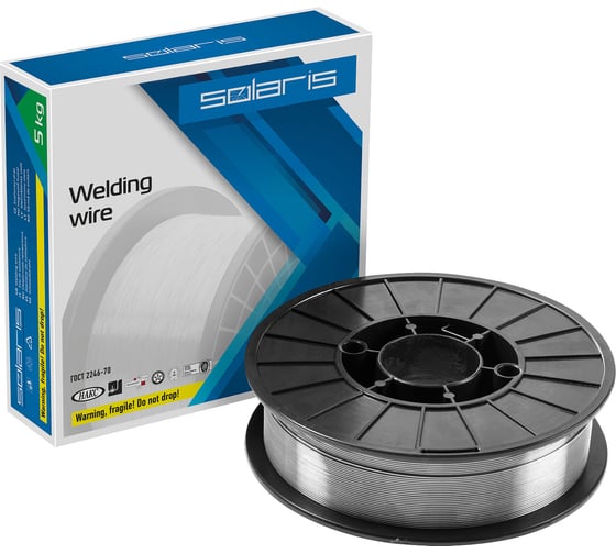 Изображение товара Проволока сварочная FLUX E71T-GS 0.8 мм, 5 кг, без газа, порошковая SOLARIS WM-E71TGS-08050