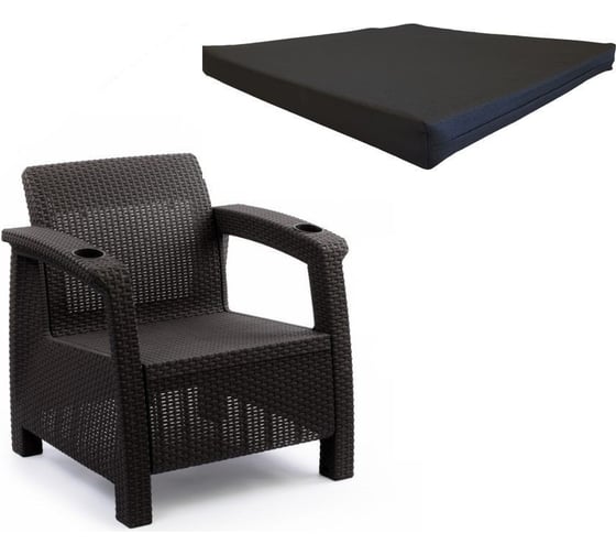Изображение товара Садовое кресло WORKY ротанг, 73x70x79 см, мокко, с черной подушкой ARD257929