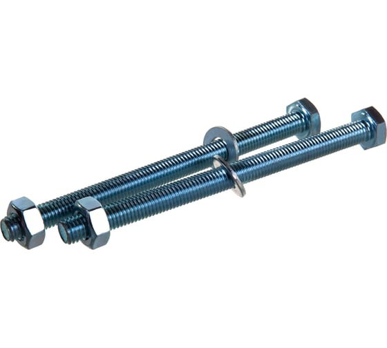 Изображение товара Болт с шестигранной головкой оцинкованный Zitar DIN933 М10x140 + гайка + шайба 2 шт - пакет 136919