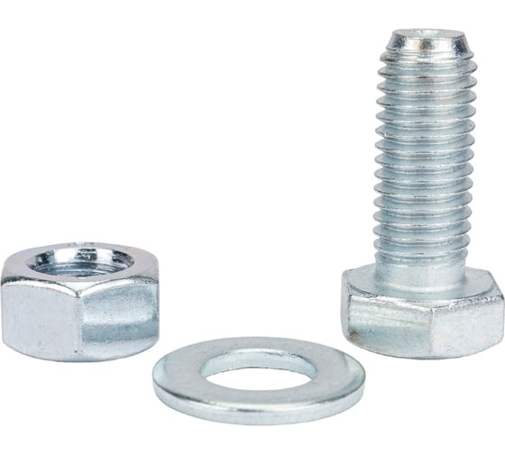 Изображение товара Болт Tech-Krep/Zitar DIN933 с шестигранной головкой, оцинкованный М12х30 + гайка + шайба 2 шт - пакет 136921