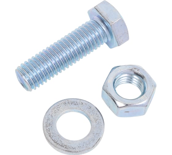 Изображение товара Болт Tech-Krep/Zitar DIN933 с шестигранной головкой, оцинкованный М12х40 + гайка + шайба 2 шт - пакет 136922