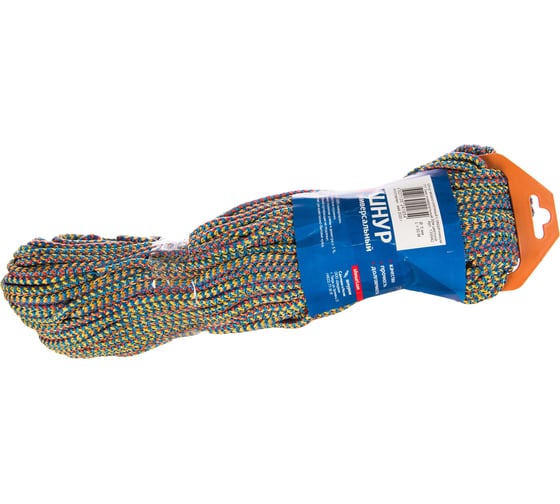 Изображение товара Вязаный шнур Tech-Krep ПП, 5 мм, с сердцевиной, универсальный, цветной, 50 м 139942