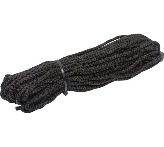 Изображение товара Вязаный шнур (ПП, 5 мм, с сердцевиной, универсальный, черный, 20 м) Tech-Krep 140329