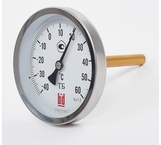 Изображение товара Биметаллический термометр BD ТБ 100Т/100 (-40-60С), G1/2, кл. т. 1,5 1161001008