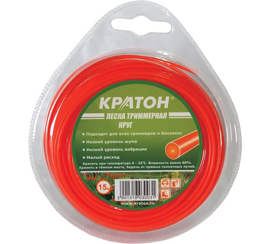 Изображение товара Леска триммерная (2.4 мм; 15 м; круг) Кратон 3 19 03 005