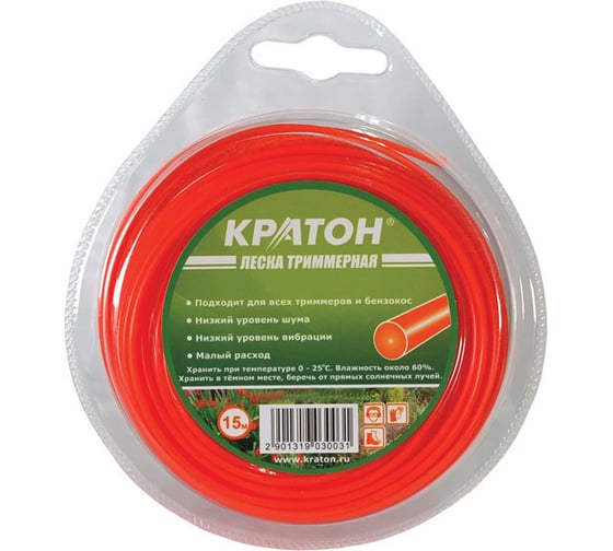 Изображение товара Леска триммерная (2 мм; 15 м; звезда) Кратон 3 19 03 004