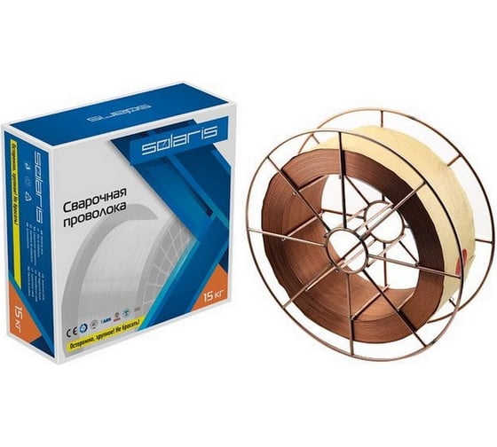 Изображение товара Проволока сварочная ER 70S-6 0.8 мм, 15 кг, омедненная SOLARIS WM-ER70S6-08S15
