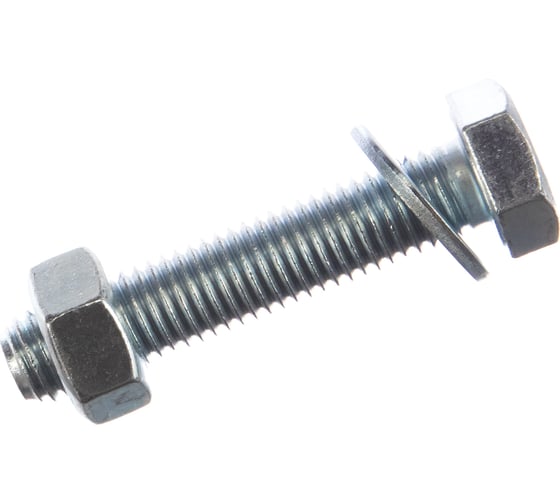 Изображение товара Болт Tech-Krep/Zitar DIN933 с шестигранной головкой, оцинкованный М12х60 + гайка + шайба 2 шт - пакет 136924