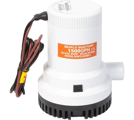 Изображение товара Водооткачивающая трюмная помпа SeaFlo 1500 галлон/час, патрубок 29 мм, 24V SFBP2-G1500-01