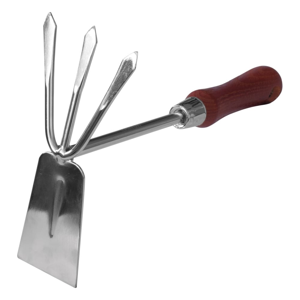 Изображение товара Мотыжка с прямым лезвием из нержавеющей стали и деревянной рукояткой 300 мм Кратон