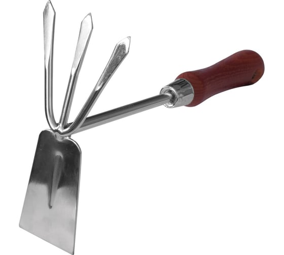 Изображение товара Мотыжка с прямым лезвием из нержавеющей стали с деревянной рукояткой 300 мм Кратон 5 10 05 006