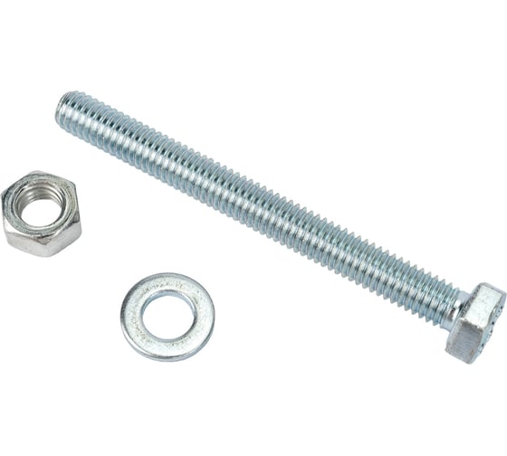 Изображение товара Болт Tech-Krep/Zitar DIN933 с шестигранной головкой, оцинкованный М6х60 + гайка + шайба 4 шт - пакет 112720