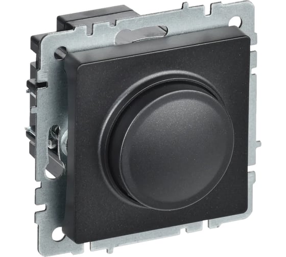 Изображение товара Поворотно-нажимной светорегулятор IEK Brite сс10-1-0-брч 600вт, черный BR-D20-0600-K02