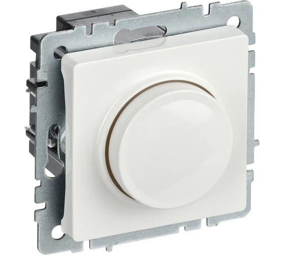 Изображение товара Поворотно-нажимной светорегулятор IEK Brite сс10-1-0-брб 600вт, белый BR-D20-0600-K01