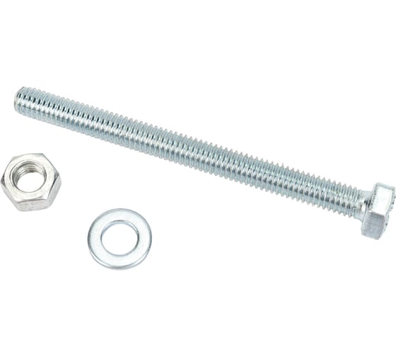 Изображение товара Болт Tech-Krep/Zitar DIN933 с шестигранной головкой, оцинкованный М6х70 + гайка + шайба 4 шт - пакет 130184