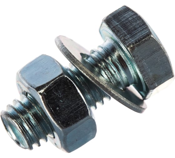 Изображение товара Болт Tech-Krep/Zitar DIN933 с шестигранной головкой, оцинкованный М8х20 + гайка + шайба 4 шт - пакет 130185