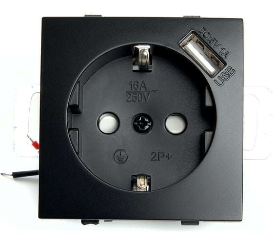 Изображение товара 1-местная розетка STEKKER с заземлением (механизм) с USB, серия Эрна, PST16-9111-03 49155