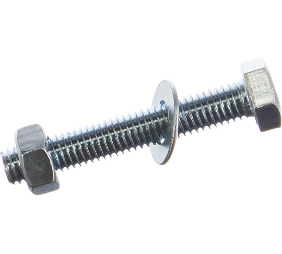 Изображение товара Болт Tech-Krep/Zitar DIN933 с шестигранной головкой, оцинкованный М8х50 + гайка + шайба 4 шт - пакет 114053