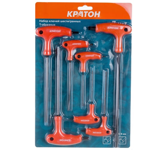 Изображение товара Набор шестигранных Т-образный ключей 7 штук Кратон INDUSTRIAL 2 19 04 001