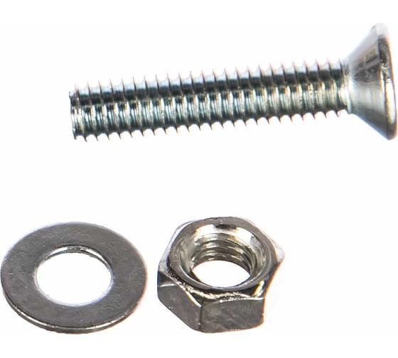 Изображение товара Винт с потайной головкой DIN965 оцинкованный М4x20 мм, в комплекте с гайкой и шайбой, 20 шт в пакете Zitar 114059