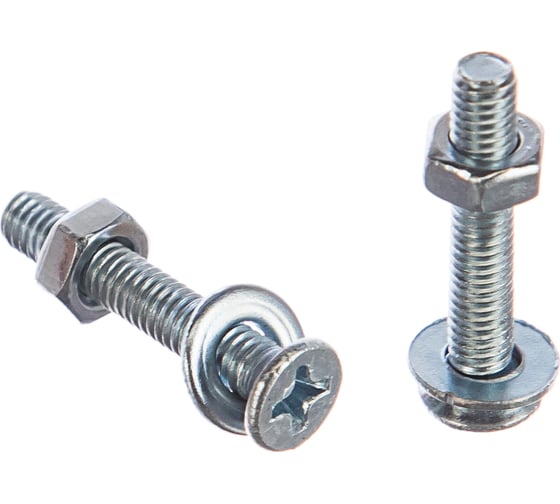 Изображение товара Винт Tech-Krep/Zitar DIN965 с потайной головкой, оцинкованный M4х25 + гайка + шайба 18 шт - пакет Tec 114060