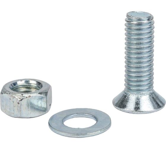 Изображение товара Винт Tech-Krep/Zitar DIN965 с потайной головкой, оцинкованный M5х16 + гайка + шайба 14 шт - пакет Tec 114061