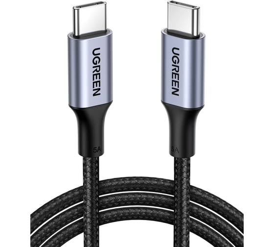Изображение товара Кабель Ugreen us316 usb-c 2.0 to usb-c 2.0 5a data cable. длина 1,5м. цвет: черный 70428