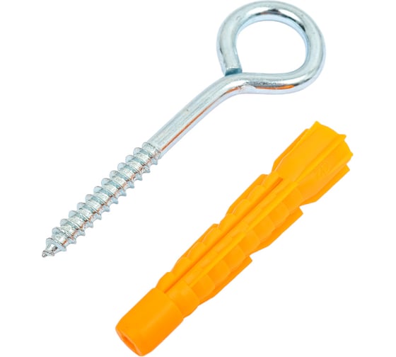 Изображение товара Шуруп с кольцом Tech-Krep/Zitar 6х60 с универсальным дюбелем 10х61 2 шт - пакет 114042