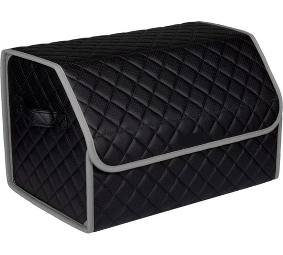 Изображение товара Сумка в багажник автомобиля ViceCar из экокожи, черная нить-светло-серый кант VC0002_светлосерый